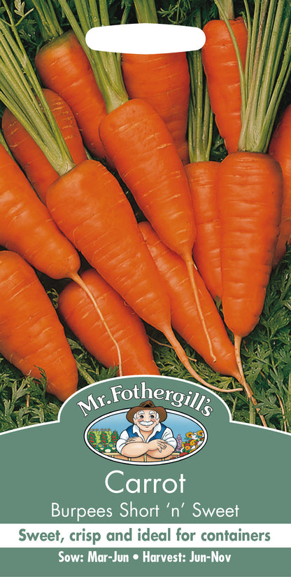 Carrot Burpees Short `n` Sweet 1000 Seeds - Mr Fothergills