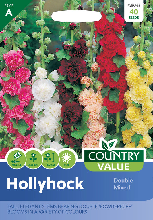 Hollyhock Double Mixed 40 Seeds